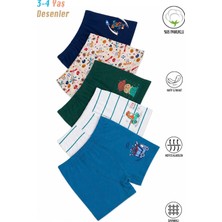 Özkan Underwear Özkan 31802 5'li Paket Erkek Çocuk Pamuklu Yumuşak Şort Boxer Desenli Renkli Rahat Kullanım