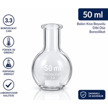 Labolist Balon Kısa Boyunlu Dibi Düz Borosilikat 50 ml