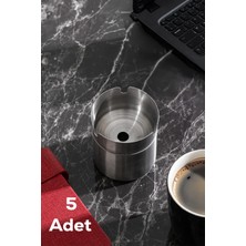 St. Morritz ETN-236 Large 5li Paslanmaz Çelik Metal Kül Tablası - Kapaklı Rüzgar Geçirmez Küllük