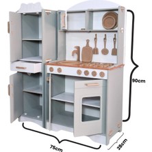 St. Morritz Ahşap Oyuncak Mutfak Wooden Toy Kitchen Set – Fotoğraf Alanlı, Raflı, Çekmeceli