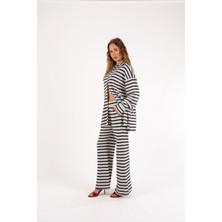 Çizgili Triko Oversize Takım L-Xl