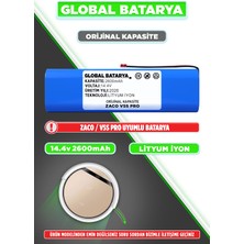 Global Batarya Zaco V5S Pro Uyumlu Robot Süpürge Bataryası 14.4V 2600MAH Li-Ion Pil (Orijinal Kapasite)