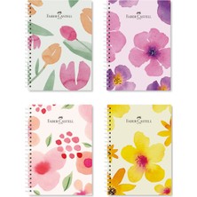 Faber-Castell Karton Kapak,Flowers Defter,100 Yaprak,Çizgili,80 gr Kağıt,Beyaz Spiral,1 ADET,KARMA RENK GÖNDERİLİR