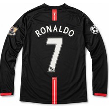 Mmt Spor C. Ronaldo Manchester United 2007 Şampiyonlar Ligi Siyah Uzun Kollu Yetişkin Futbol Forma 7 Numara