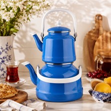Alev Emaye Emaye Çaydanlık Takımı 3 Parça – 1,1 L + 2,5 L – Alt Kapaklı, Şık ve Dayanıklı