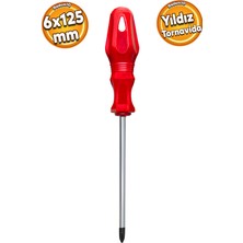St. Morritz Tornavida Yıldız Tornavida Kırmızı Plastik Sap 6X125 mm