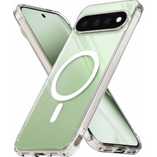 CoverZone Google Pixel 11 Pro Xl ile Uyumlu Şeffaf Kılıf Magsafe Uyumlu Güçlü Mıknatıslı Wireless Şarj Destekli Crystal Clear Ince Sert Arka Kapak Kamera Lens Korumalı Darbe Emici Kılıf