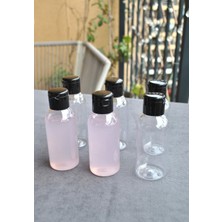Ziylan 6 Adet 100 ml Siyah Fliptop Kapaklı Şeffaf Kolonya Şişesi Doldurulabilir Pet Şişe Şampuan Krem Seyahat Boy