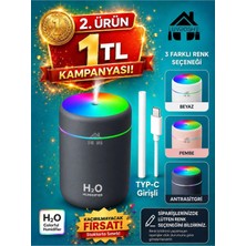 St. Morritz H2O Yeni Type-C Girişli 300 ml Ultrasonik Hava Nemlendirici Buhar Makinesi ve Aroma Difüzörü H2O