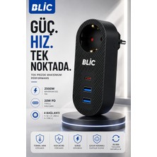 Merwish Akım Korumalı Priz 2500W Blıc 10A, 20W Pd Type-C Hızlı Şarj, 2 Usb-A, Çocuk Korumalı Çoklu Priz Adaptörü