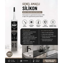 Selsil Genel Amaçlı Siyah Renk 280 Gram Iç ve Dış Mekan Su Sızdırmazlık Su Geçirmez Siyah Silikon