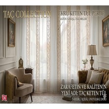 Taç Keten Tül Perde-1/2 Pile (Seyrek Pile)-En: 300 cm