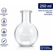 Labolist Balon Kısa Boyunlu Dibi Düz Borosilikat 250 ml