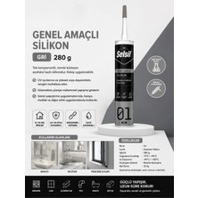 Selsil Genel Amaçlı Gri Renk 280 Gram Iç ve Dış Mekan Su Sızdırmazlık Su Geçirmez Gri Silikon
