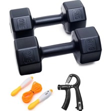 St. Morritz 5 kg Dambıl x 2 Adet  = 10 kg + Sayaçlı Ayarlanabilir El Yayı + Sayaçlı Atlama Ipi