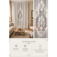 Casa Naturale Ornella Keten Görünümlü Panel Perde Ekru Nakışlı 7189-04-028.01
