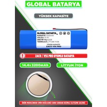 Global Batarya Zaco V5S Pro Uyumlu Robot Süpürge Bataryası 14.4V 3200MAH Li-Ion Pil (Yüksek Kapasite)