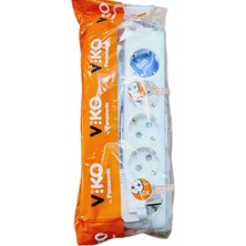 Viko  Topraklı Priz 2 Metre – 5'li Grup Priz, Soketli Uzatma Kablosu