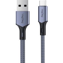Veggieg Usb-A To Usb-C 60W 3A Type-C Hızlı Şarj ve Data Kablosu 2 Metre