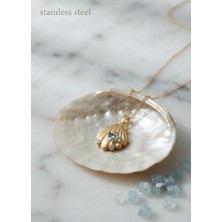 Stainless Steel 316L Çelik Zincir Gold Renk Shell Model Kolye