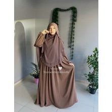 Yüsra Collection Tesettür Ayrobin Elbise ve Gölgeli Oval Sufle 2'li Takım