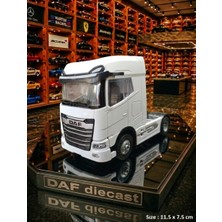 Oyuncak Sahili Daf Metal Tır Kafası Konteyner Taşıyıcı 11.5 cm Collectıon Model 1.64 Ölçek Daf Diecast Çekbırak Demir Koleksiyon Metalic White
