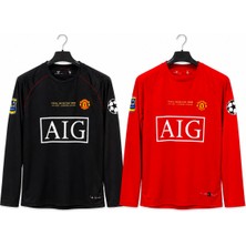 Mmt Spor Manchesterunited 2008 Moscow Finali Siyah - Kırmızı 2 Li Renk Cristiano Ronaldo Uzun Kollu Nostalji Forma
