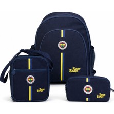 Fenerbahçe Lisanslı Lacivert 3'lü Okul Çantası Seti - Sırt Çantası, Beslenme Çantası ve Kalem Çantası