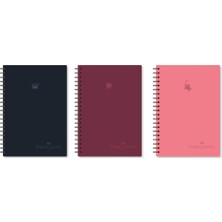Faber-Castell Karton Kapak, Tone in Tone Defter,100 Yaprak,Kareli,80 gr Kağıt, Siyah Spiral