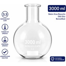 Labolist Balon Kısa Boyunlu Dibi Düz Borosilikat 3000 ml