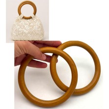 Angel Çanta Aksesuar Yuvarlak Model 12 cm Açık Renk Ahşap Çanta Sapı