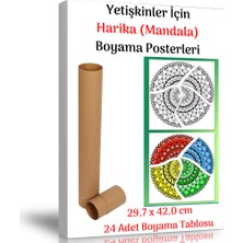 Yetişkinler Için Harika Mandala Boyama Posterleri 24 Adet (30 cm X42 Cm)