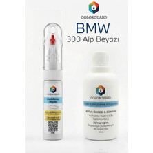 COLORGUARD BMW 300 Alp Beyazı İğneli & Fırçalı Şişe Rötuş Boyası ve Yüzey Temizleme Solüsyonu Seti