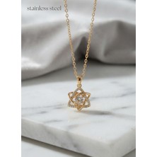 Stainless Steel 316L Çelik Zincir Gold Renk Yıldız Model Kolye