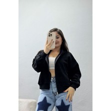 Belendir Kadın 3 Iplik Kompakt Oversize Fleto Cepli Sweat Siyah