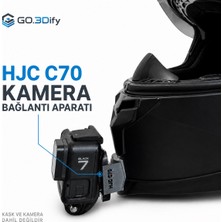 Go.3Dify Aksiyon Kamerası Çene Bağlantı Aparatı Chin Mount Hjc C70 / C70N Kask Uyumlu Gopro Djı Osmo INSTA360 Uyumlu 3m Bantlı 1 Adet