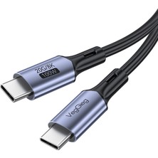 Veggieg 100W 5A USB 3.2 Gen2 20 Gbps 8k 60Hz Type-C Görüntü Şarj ve Data Kablosu 1 Metre