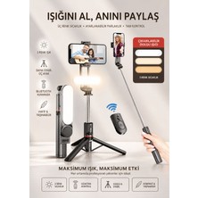 Empressco Işıklı 3 Renkli Uzaktan Kumandalı 110 cm Tripod, Özçekim ve Selfie Çubuğu Yatay ve Dikey Kullanım
