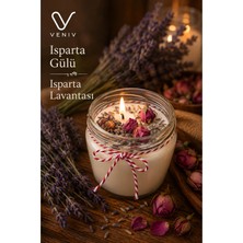 Veniv 300 gr Isparta Gülü + Isparta Lavantalı Gerçek Ambiyans Mumu- Cam Ambalaj