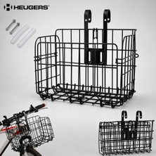 Heugers Katlanabilir Metal Bisiklet Sepeti (Ön Gidon ve Arka Bagaj Uyumlu, Siyah)