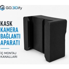 Go.3Dify Aksiyon Kamerası Çene Bağlantı Aparatı Chin Mount Ls2 Stream 2 FF808 Kask Uyumlu Gopro Djı Osmo INSTA360 Uyumlu 3m Bantlı 1 Adet