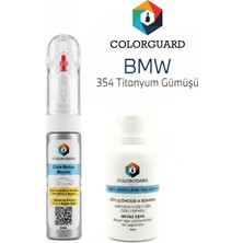 COLORGUARD BMW 354 Titanyum Gümüşü İğneli & Fırçalı Şişe Rötuş Boyası ve Yüzey Temizleme Solüsyonu Seti