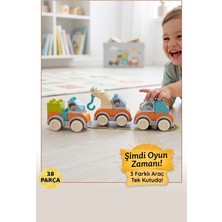 Kuzu Toys Le-Go Duplouyumlu Yapı Oyuncak 3 Adet Eğitici Arabalar
