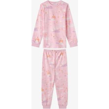 Penti Kız Çocuk Pembe Fly Repeat Pamuklu Uzun Kollu Pijama Takımı