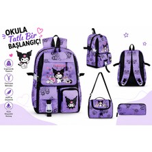 Belkıs Kırtasiye Kuromi Çocuk Okul Çantası 3'lü Set – Sırt Çantası, Beslenme Çantası ve Kalemlik Kuromi Okul Çantası