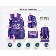 Belkıs Kırtasiye Stitch Çocuk Okul Çantası 3'lü Set – Sırt Çantası, Beslenme Çantası ve Kalemlik Stitchli Okul Çantası Çanta