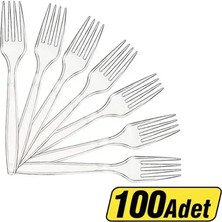 Belirtilmemiş Lüks Şeffaf Plastik Çatal 100 Adet