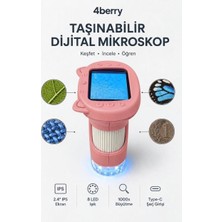 4berry Taşınabilir Fotoğraf Çekebilen Dijital Mikroskop 1000X – 2.4” IPS Ekran, 2 Mp Kamera, 8 LED Işık, Type-C Şarjlı