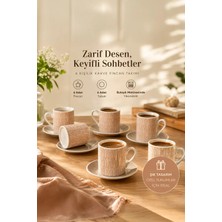 Porsima SD-210-5 Porselen 6 Kişilik Fincan Seti 12 Parça Türk Kahvesi Fincanı TAKIMI-100ML