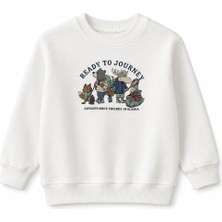 Divonette Erkek Çocuk Hayvan Baskılı Sweatshirt Ekru